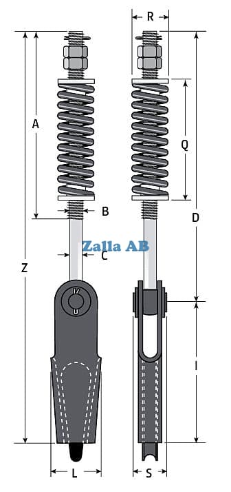 WIRE ROPE WEDGE SOCKET. ROPE SIZE 6/8 MM. L.200 ZNC